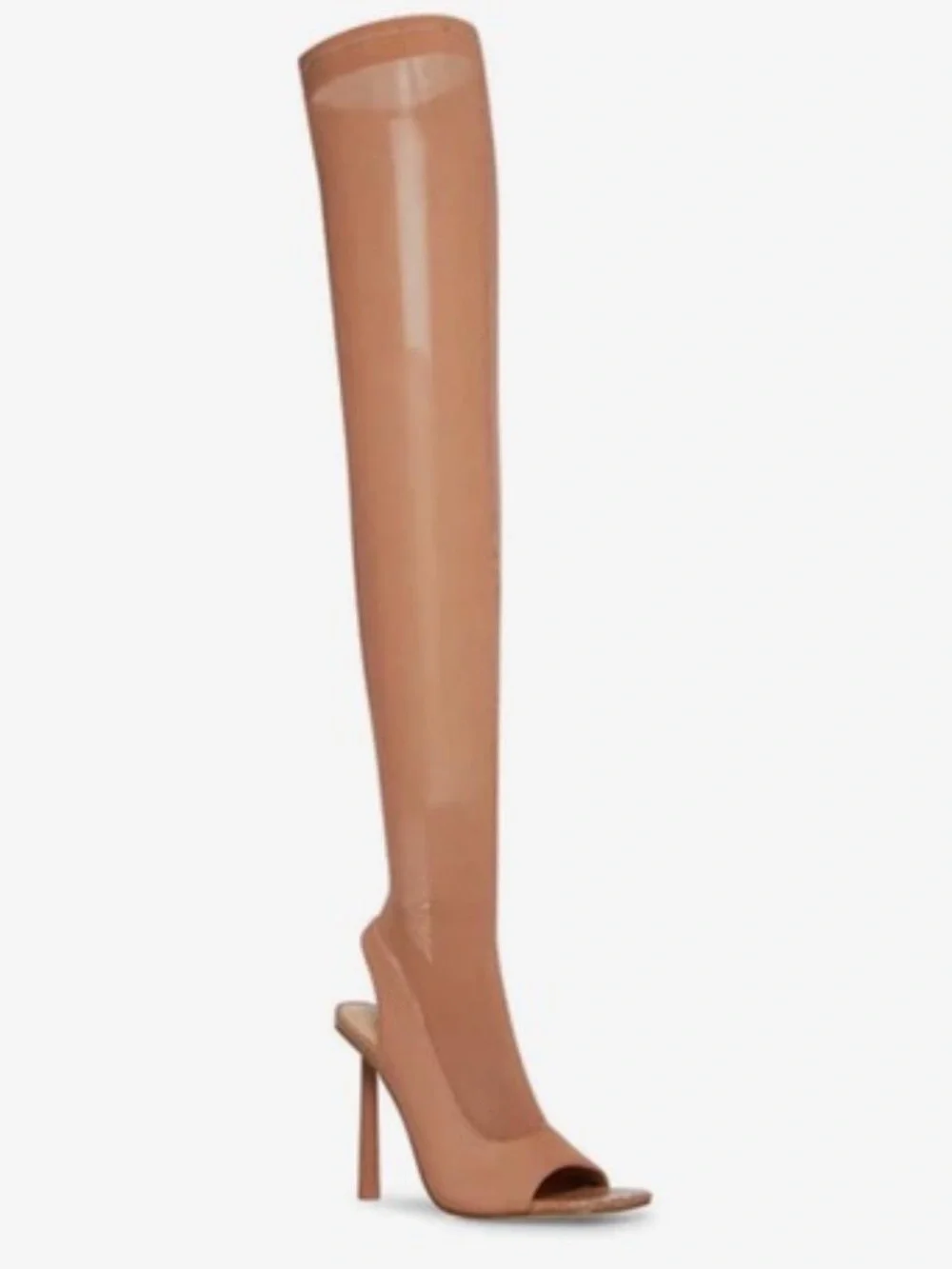 Steve Madden Beverly Women’s Open-Toe Mesh Knee-High Boot in Blush